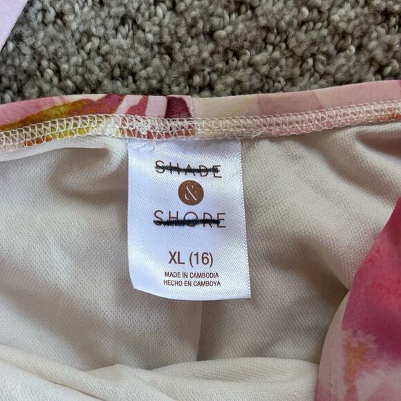 Women's Plunge Side Tie One Piece Swimsuit Shade & Shore Multi Floral Print XL - Picture 5 of 9